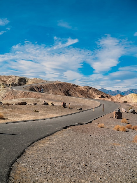 Picturesque empty road in the desert of Death Valley