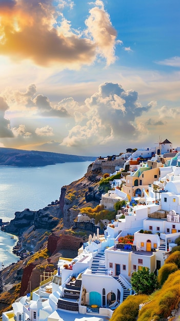 The picturesque harbor of Santorini Greece with