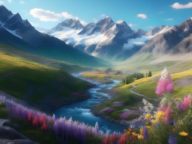 A picturesque mountain range peaceful landscape