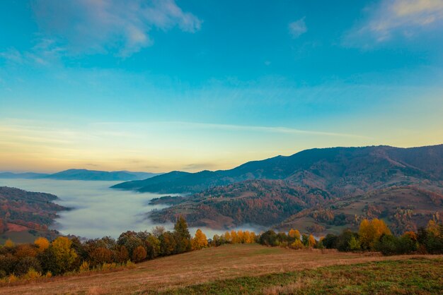 Picturesque mountain valley with blue sky