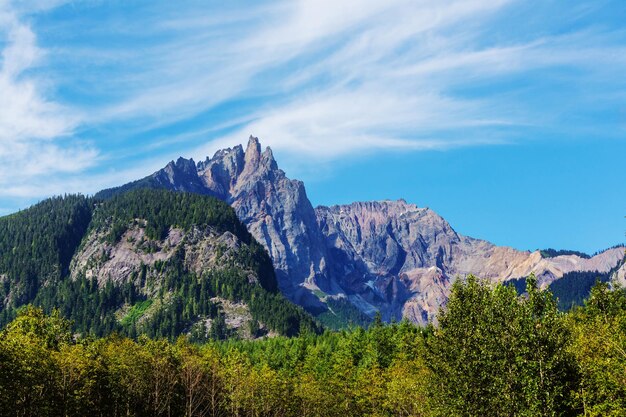 Picturesque mountain view in the Canadian Rockies in summer season