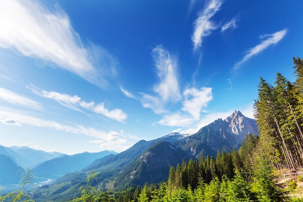 Picturesque mountain view in the Canadian Rockies in summer season