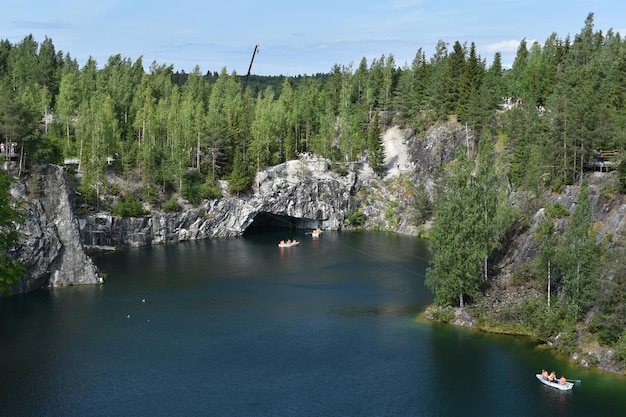 Picturesque natural park with water lake in the national natural park resting place in forest