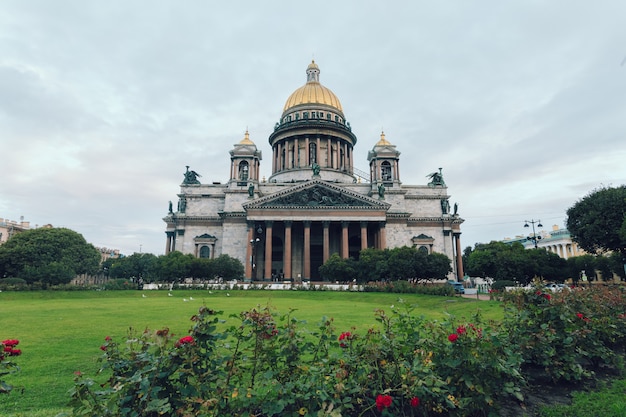 Picturesque old marble orthodox church in early morning