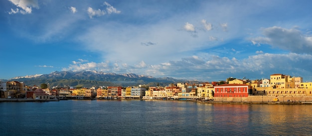 Picturesque old port of chania crete island greece