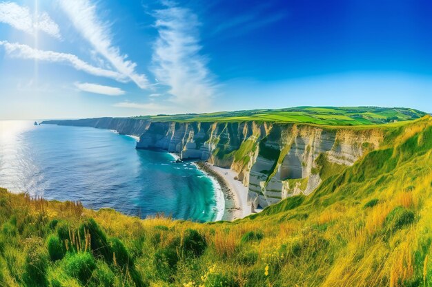 Picturesque panoramic landscape on the cliffs nature sea ocean