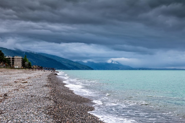 Picturesque seashore on a mainly cloudy day