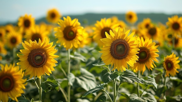 Picturesque Sunflower Field in Full Bloom Generative AI