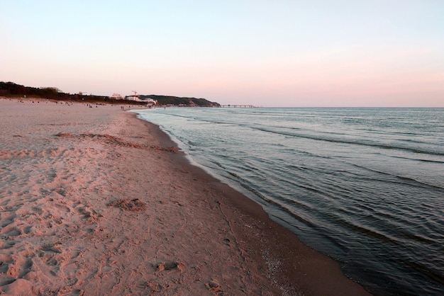 Picturesque sunset on the seashore Nature background