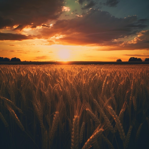 a picturesque sunset over a vast field