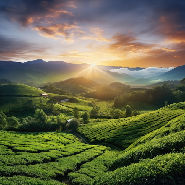 A picturesque tea plantation in Indonesia