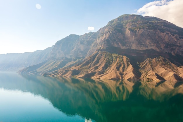 Picturesque turquoise lake in the Caucasus mountains