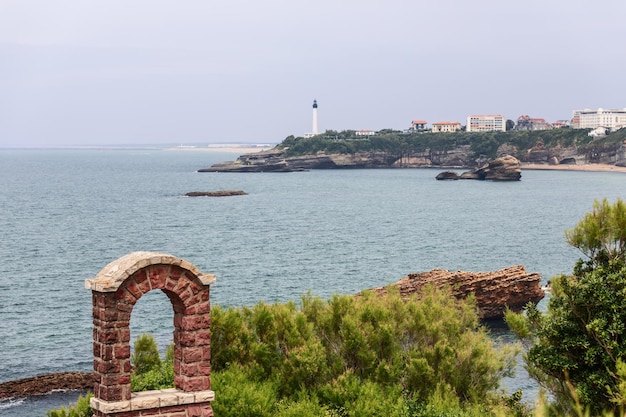 Picturesque view of Biarritz coastline from Rocher Jargin Rocks