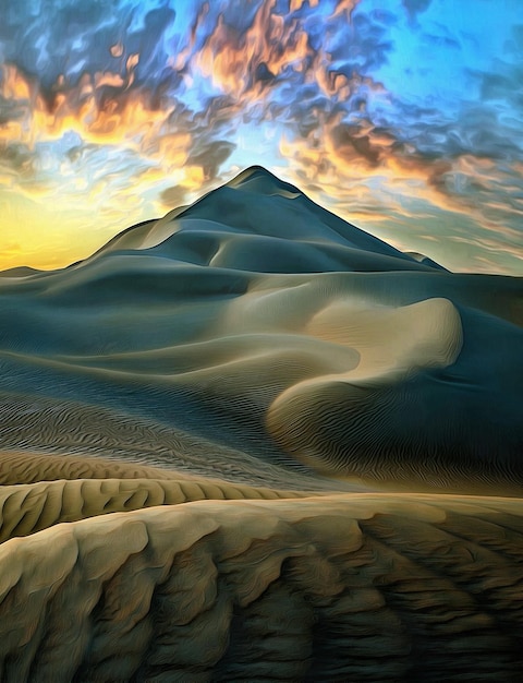 Picturesque view of the dunes and mountain top