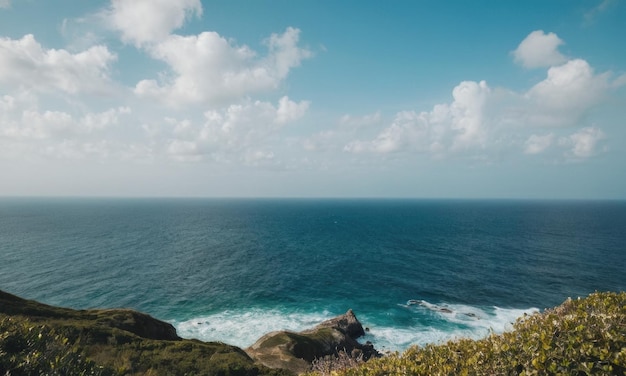 A picturesque view of the sea against the backdrop of the sky