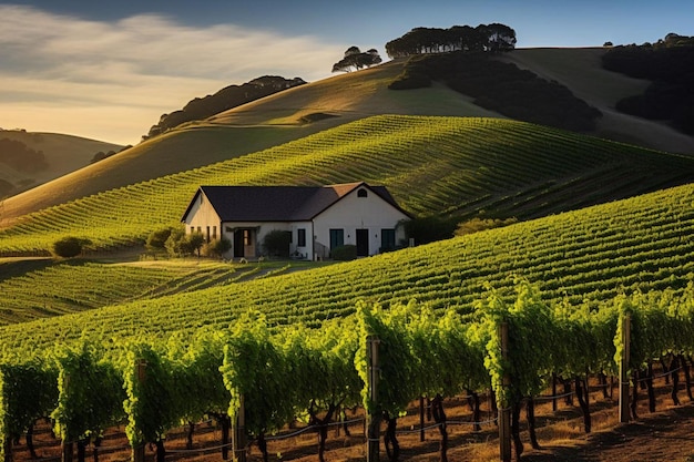 Photo picturesque vineyard with rolling hills and grap inspirational photos1034jpg