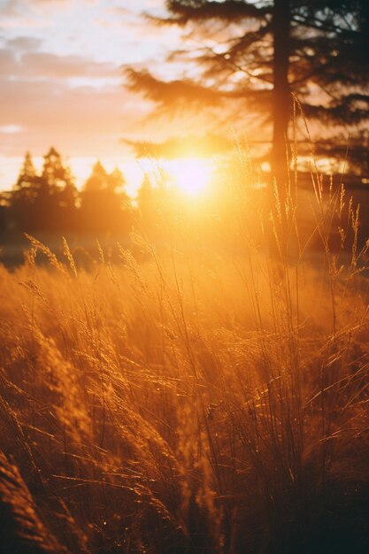 A picturesque wallpaper capturing the warm hues of the golden hour on the horizon blending sunlight