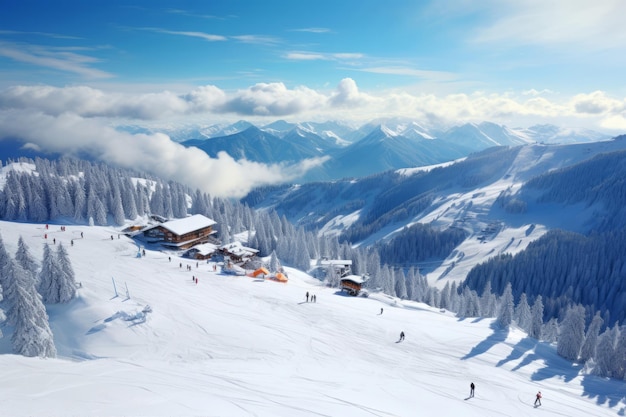 Photo picturesque winter ski resort landscape