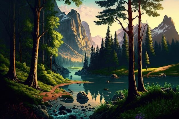 Picturesque woodland scenery