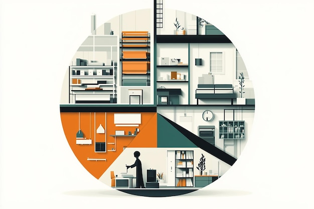 Pie Chart Illustrating a Factory Production of Furniture Informative Visualization