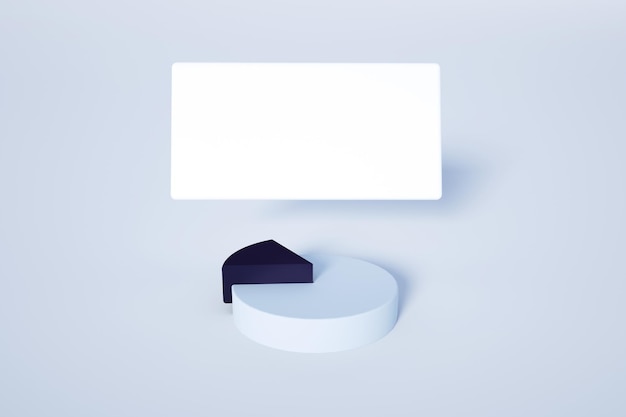 Pie chart over light background with layout space, 3d render