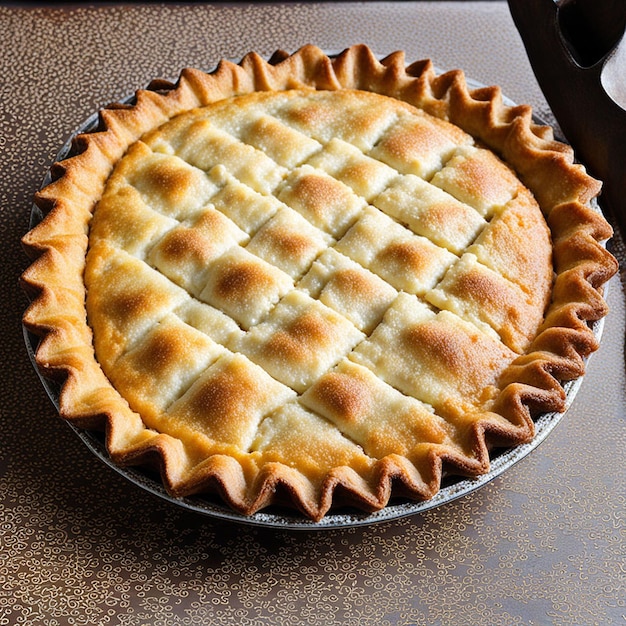 a pie that has a cross on it