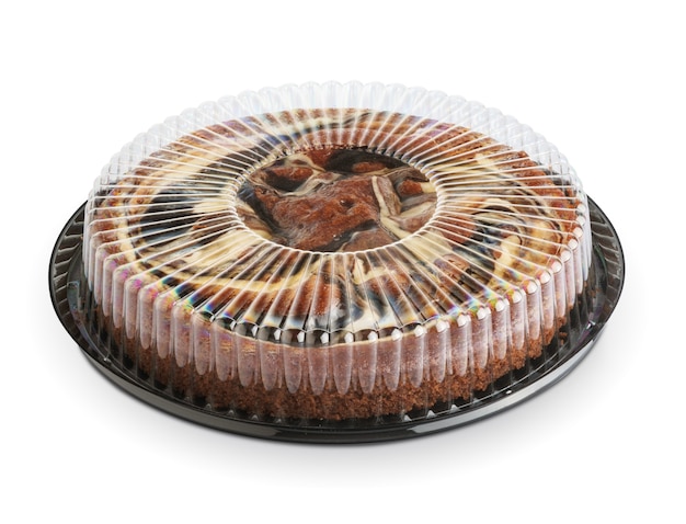 Pie in transparent box isolated  with clipping path