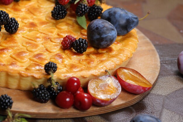 pie with prunes and forest berries