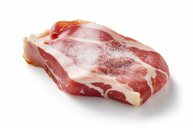 A piece of bacon on a white background