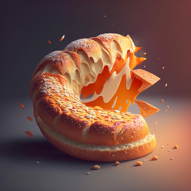 A piece of bread with a bite out of it concept art