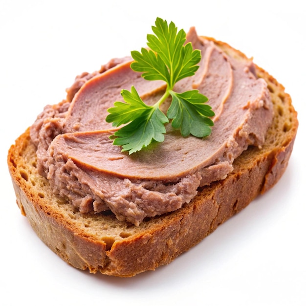 a piece of bread with parsley on top of it