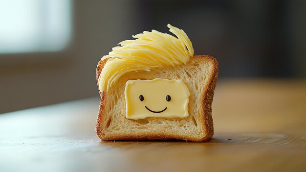 Photo a piece of bread with a smiley face on it