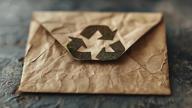 Photo a piece of brown paper with the letters and the letters  recycle  on it