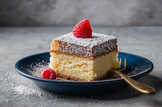 Piece of cake with powdered sugar on top