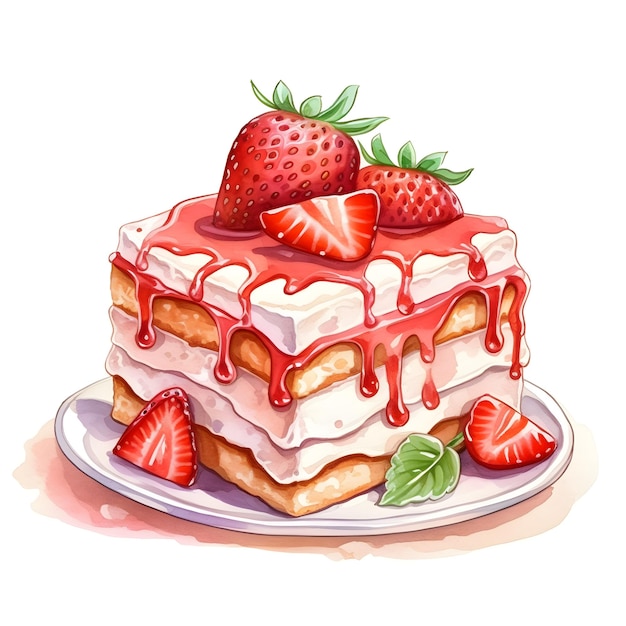 Photo a piece of cake with strawberry on it