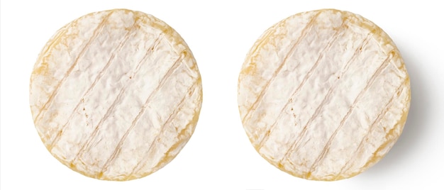 Piece of camembert isolated on white