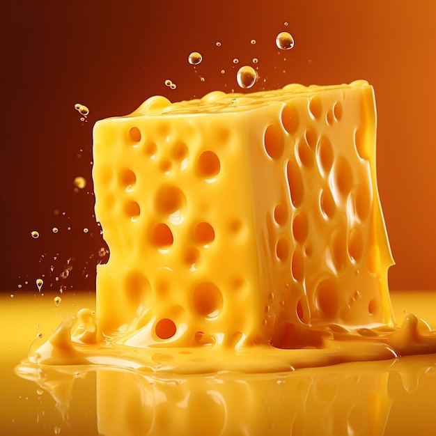 A piece of cheese is covered in melted cheese.