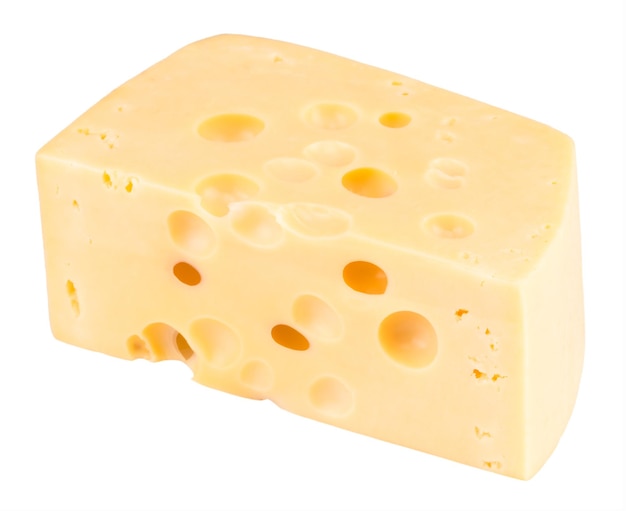 Piece of cheese isolated on a white background. With clipping path.