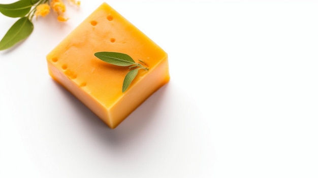 piece of cheese isolated on a white background