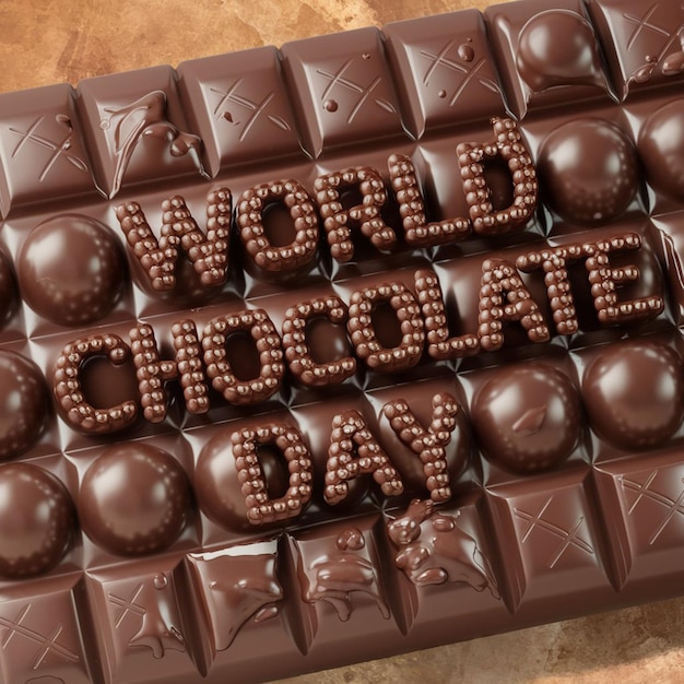 a piece of chocolate that says world chocolate on it