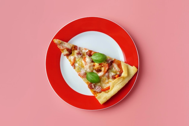 A piece of delicious homemade pizza on a plate