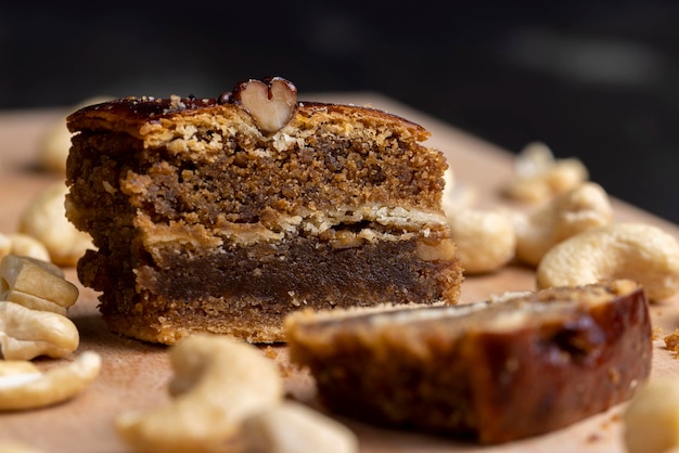 A piece of fresh and soft baklava sweet oriental baklava sweets using nuts