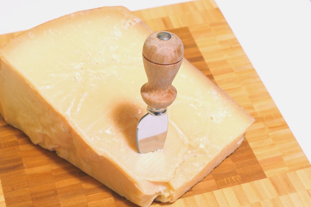 a piece of grana cheese