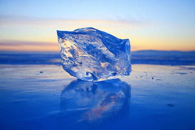 piece of ice baikal on ice, nature winter season crystal water transparent outdoor