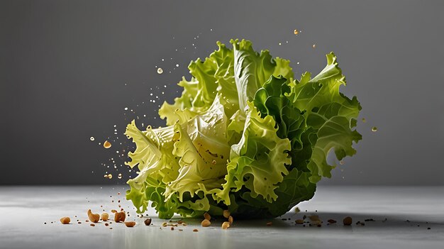 Photo a piece of lettuce with seeds on it