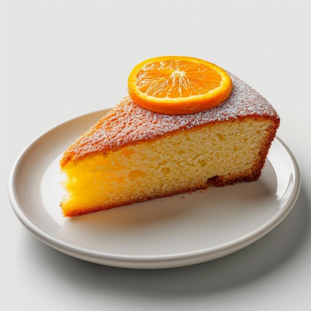 Piece of Orange Cake on Ceramic Plate