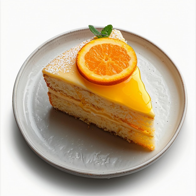 Piece of Orange Cake on Ceramic Plate