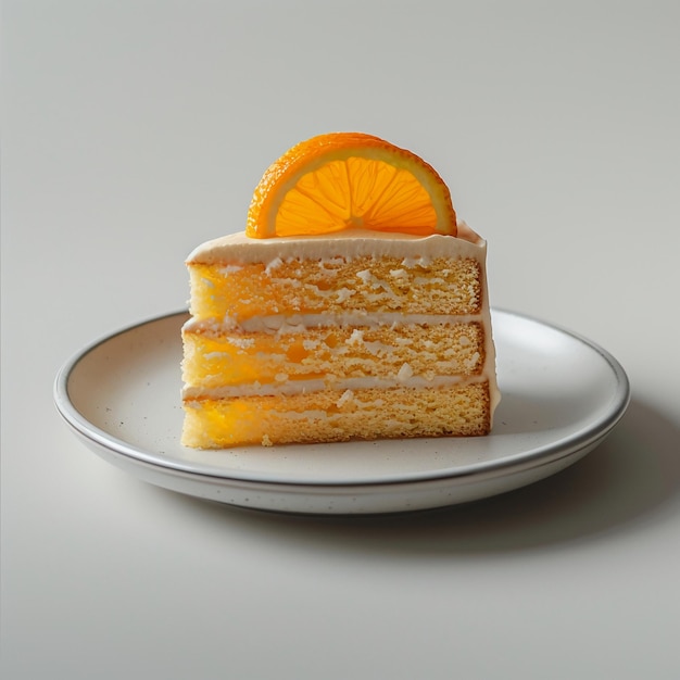 Piece of Orange Cake on Ceramic Plate