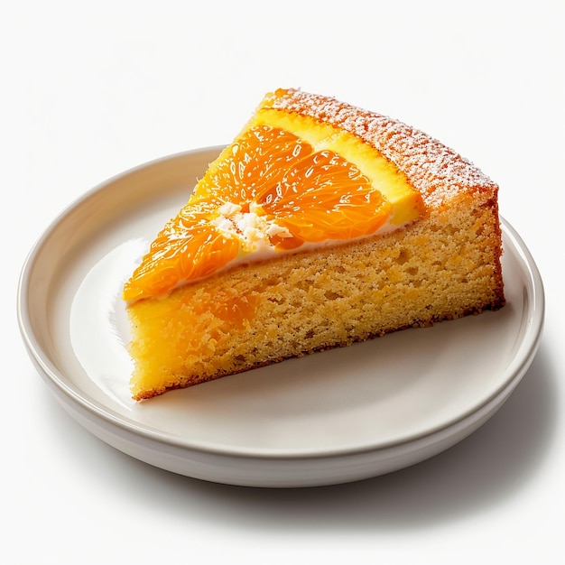 Piece of Orange Cake on Ceramic Plate