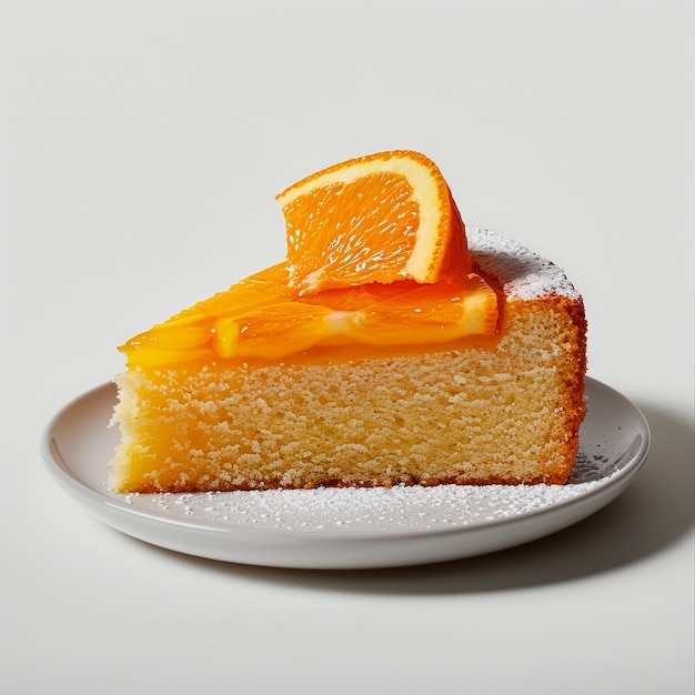 Piece of Orange Cake on Ceramic Plate